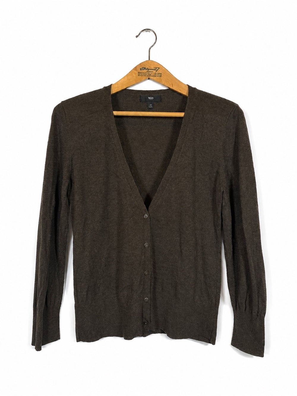 VTG Mossimo Brown Button Front Cardigan Sweater Size L 90s Academia Office Wear